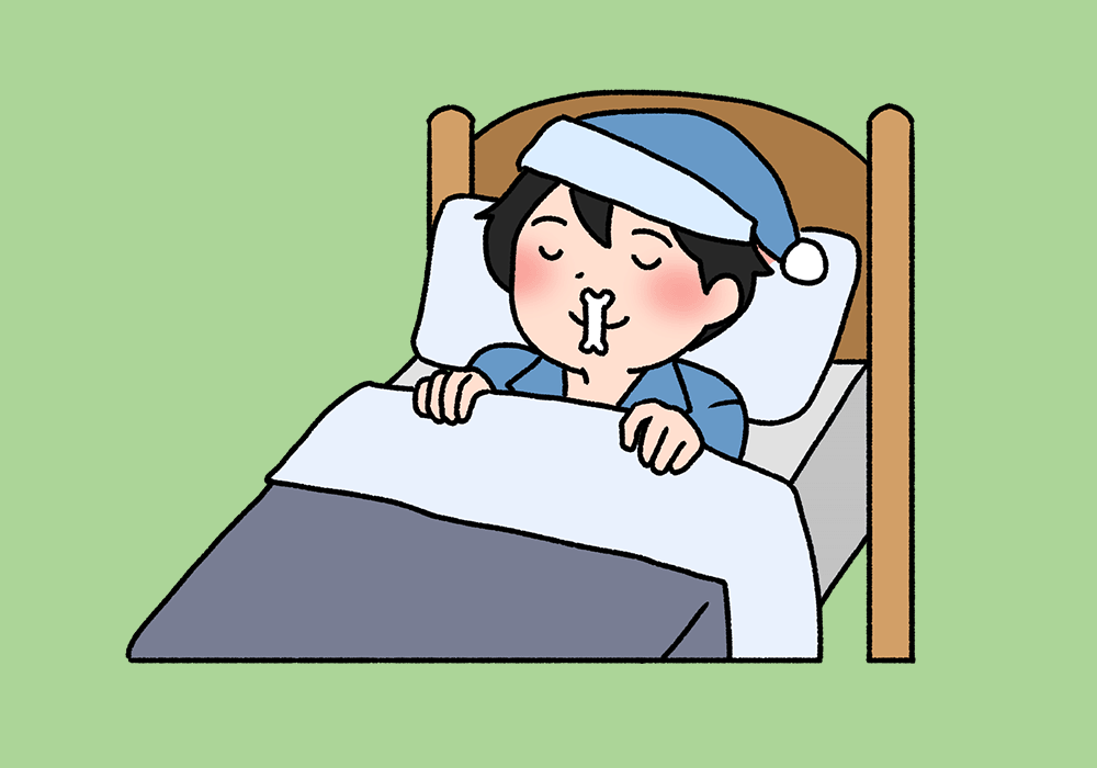 口テープを付けて寝る人